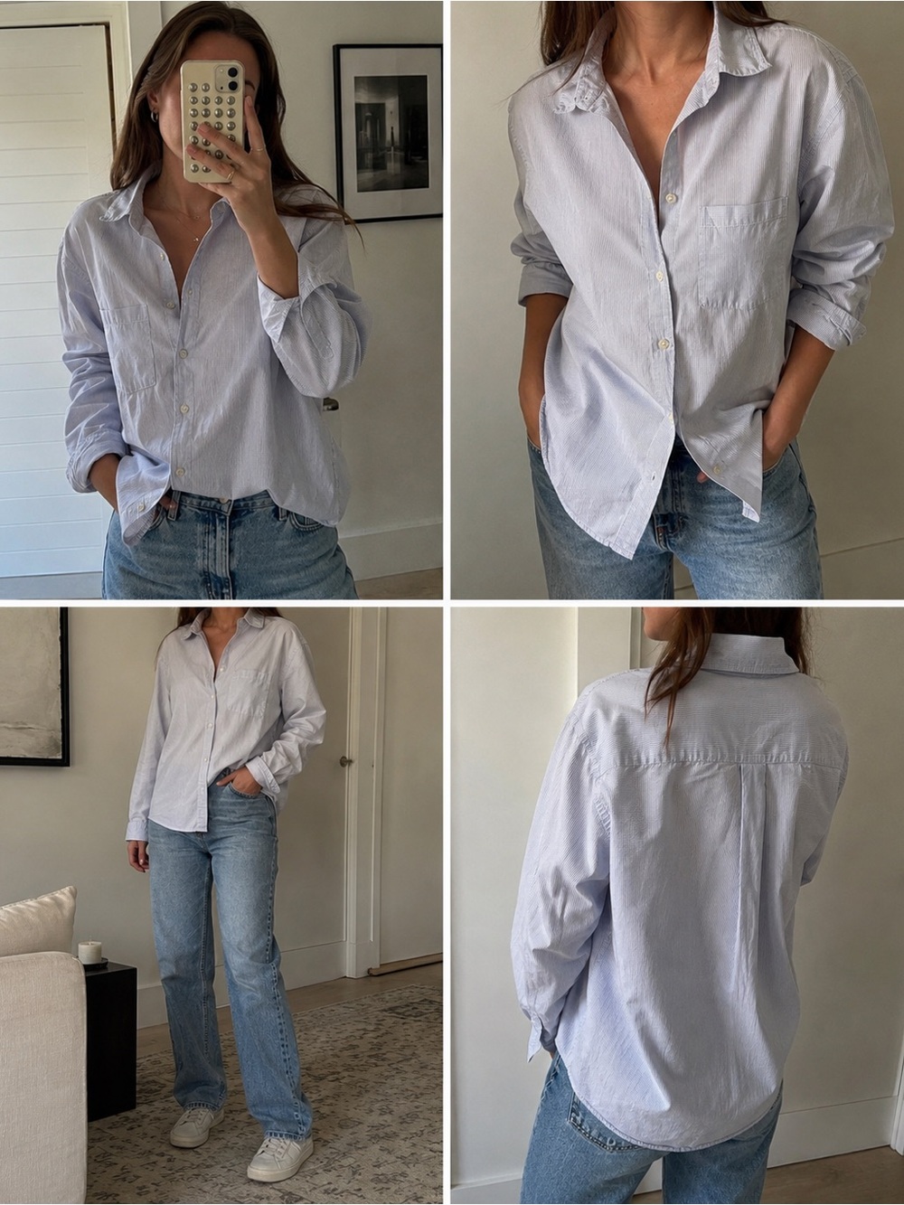 Aritzia Light Blue Pinstripe Button Down